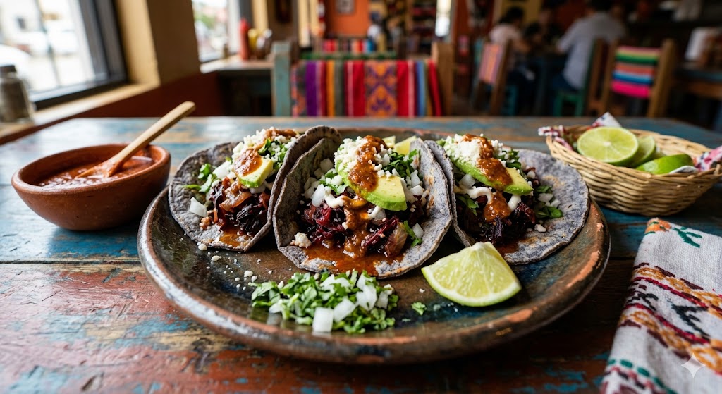 Tacos de Jamaica con picante